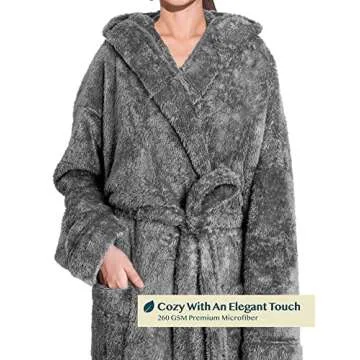 PAVILIA Warm Hooded Robe for Women - Cozy Fleece Bathrobe