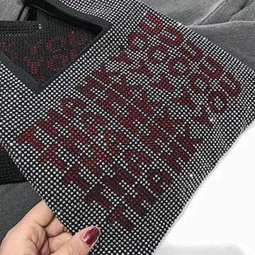 TENDYCOCO Women Crystal Diamante Handbag Letter Shining Purse Large Evening Clutch Storage Bag, Silver, Size 1