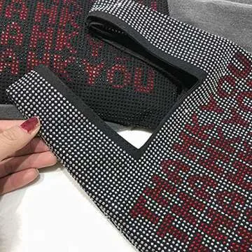 TENDYCOCO Women Crystal Diamante Handbag Letter Shining Purse Large Evening Clutch Storage Bag, Silver, Size 1