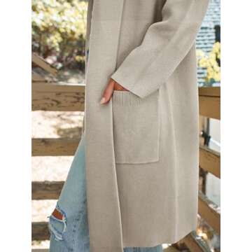 LILLUSORY Women's Long Dressy Cardigan Sweaters Fall Oversized Coatigan Jackets 2025 Knit Business Casual Winter Coats LightTan XL