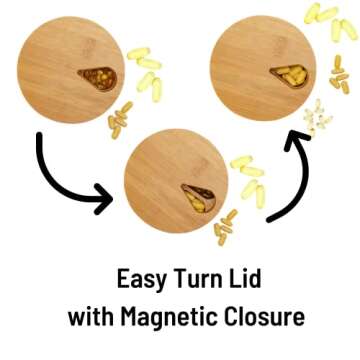 Bamboo Daily Pill Organizer with Solid Wood Lid