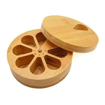 Bamboo Daily Pill Organizer with Solid Wood Lid