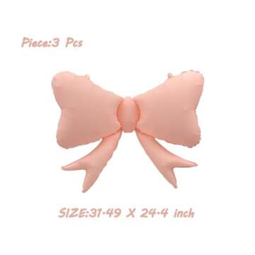 3 Pcs Bow Big Balloon Macaron Pink Bow Theme Birthday Party Baby Shower Girl Party Decoration Suppli...
