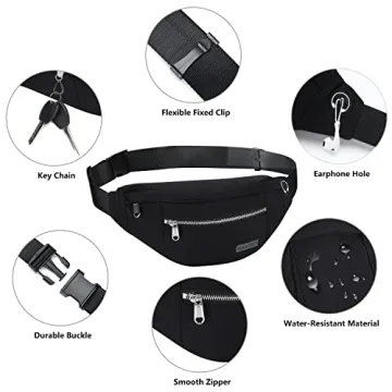 MAXTOP Fanny Pack - 4 Zippered Pockets for Active Lifestyle