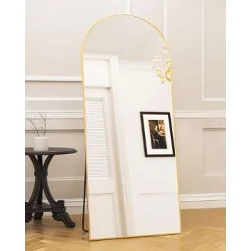 Antok Arched Full Length Mirror, 71"x32" Arched Floor Mirror, Glassless Mirror Full Length with Stand, Floor Mirror Freestanding, Wall Mounted Mirror for Bedroom Living Room, Gold