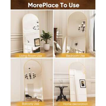 Antok Arched Full Length Mirror, 71"x32" Arched Floor Mirror, Glassless Mirror Full Length with Stand, Floor Mirror Freestanding, Wall Mounted Mirror for Bedroom Living Room, Gold