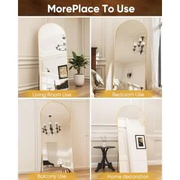 Antok Arched Full Length Mirror, 71"x32" Arched Floor Mirror, Glassless Mirror Full Length with Stand, Floor Mirror Freestanding, Wall Mounted Mirror for Bedroom Living Room, Gold