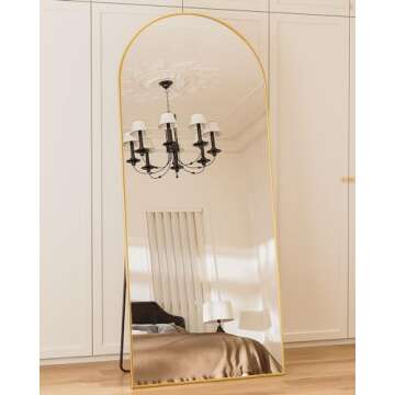 Antok Arched Full Length Mirror, 71"x32" Arched Floor Mirror, Glassless Mirror Full Length with Stand, Floor Mirror Freestanding, Wall Mounted Mirror for Bedroom Living Room, Gold