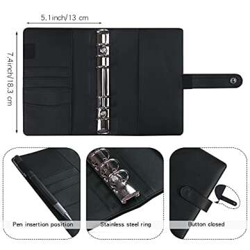 LXWHYP Money Saving Binder, Savings Challenges Book with for Cash Envelopes, 12pcs Zipper Envelopes A6 Budget Binder, Budget Planner for Managing Budgets and Saving Money (Black-7.4IN)