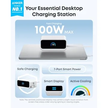 Anker Nano Charging Station, 7-in-1 USB-C Power Strip for iPhone 16, 2.3 ft Anker InstaCord Retracta...