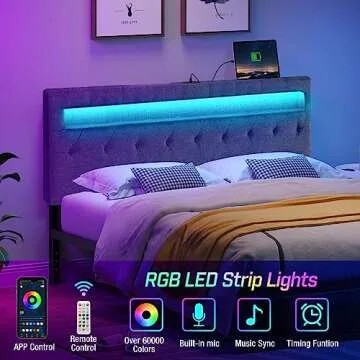 GREENSTELL Queen Bed Headboard with LED & USB Ports