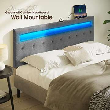GREENSTELL Queen Bed Headboard with LED & USB Ports