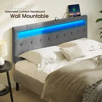 GREENSTELL Queen Bed Headboard with LED & USB Ports