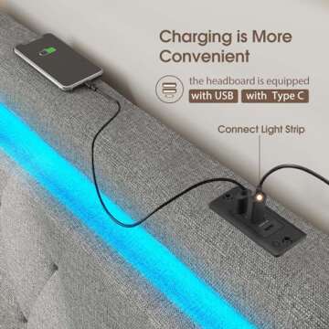 GREENSTELL Queen Bed Headboard with LED & USB Ports