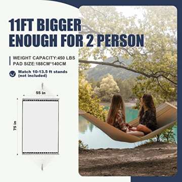 Patio Watcher 14 FT Quick Dry Hammock with Double Size Solid Wood Spreader Bar Outdoor Patio Yard Po...