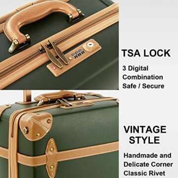 HoJax Vintage Luggage 20 inch Carryon with Spinner Wheels