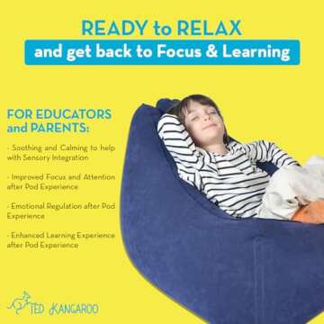 TED KANGAROO - Sensory Chair for Kids - Inflatable Peapod for Children, Triangle Chair Includes Electric Air Pump