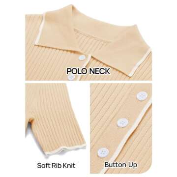 MEROKEETY Women's V Neck Ribbed Knit Maxi Dress Button Short Sleeve Slim Fit Bodycon Sweater Dress, Apricot, Small