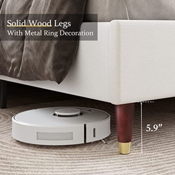 Sturdy Upholstered King Bed Frame with Wingback Design