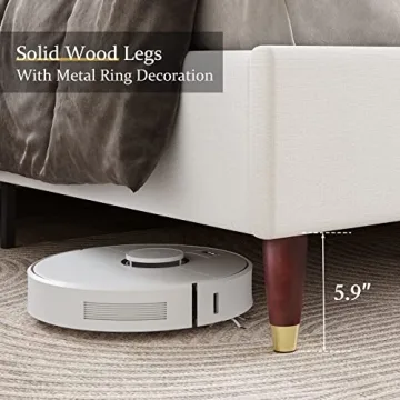 Sturdy Upholstered King Bed Frame with Wingback Design