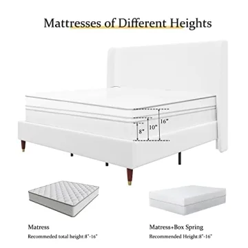 Sturdy Upholstered King Bed Frame with Wingback Design