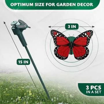 BURIUS 3Pcs Butterfly Garden Stakes Decorative - Butterfly Garden Decor Butterfly Outdoor Decor Yard Ornaments - Christmas Ornaments Decorative Butterflies (Battery NOT Included)