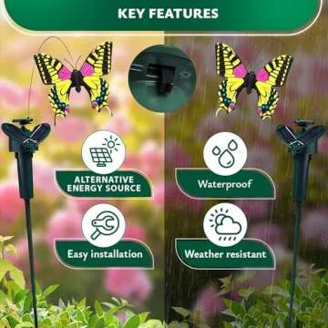 BURIUS 3Pcs Butterfly Garden Stakes Decorative - Butterfly Garden Decor Butterfly Outdoor Decor Yard Ornaments - Christmas Ornaments Decorative Butterflies (Battery NOT Included)