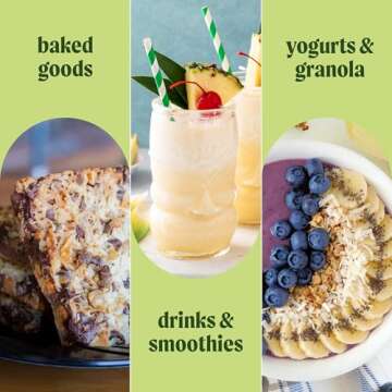 Unsweetened Coconut Flakes, 8 Oz (Pack of 3) - Raw Organic Dried Coconut Flakes, Gluten Free, Shredded Coconut Perfect for Vegan Baking, Smoothies, and Keto Recipes - Fiesta Tropicalé