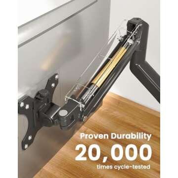 ErGear Single Monitor Arm for 13-32 inch Screens, Adjustable Gas Spring Monitor Mount Holds up to 22 lbs, Computer Monitor Stand with VESA Mount, C-Clamp & Grommet Base, Max VESA 100x100mm, EGSS15B