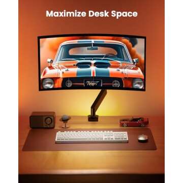 ErGear Single Monitor Arm for 13-32 inch Screens, Adjustable Gas Spring Monitor Mount Holds up to 22 lbs, Computer Monitor Stand with VESA Mount, C-Clamp & Grommet Base, Max VESA 100x100mm, EGSS15B