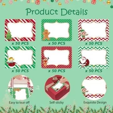 Wonmon Christmas Gift Tags Stickers - 300 PCS Value Pack