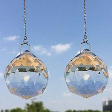 Suncatcher Crystals Ball Prism Window Rainbow Maker with Chain for Easy Hanging 40 mm 2 Pack
