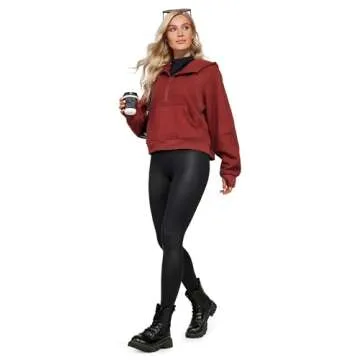 CRZ YOGA Faux Leather Leggings High Waist Stretch Tights