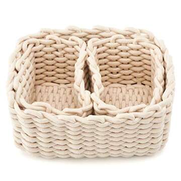 EZOWare Decorative Soft Cotton Rope Baskets for Kids