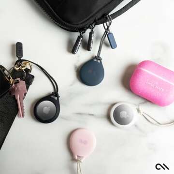 Case-Mate AirTag Holder - AirTag Keychain with Rugged Strap - Easy to Use, Protective, Durable Hard Shell Air Tag Case for Dog Collar, Cat Collar, Keys, Luggage, Backpack, Purses - 1 Pack, Clear