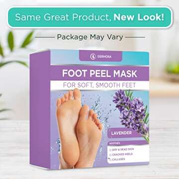 DERMORA Foot Peel Mask - 2 Pack of Regular Size Exfoliating Foot Masks for Dry, Cracked Feet, Callus...