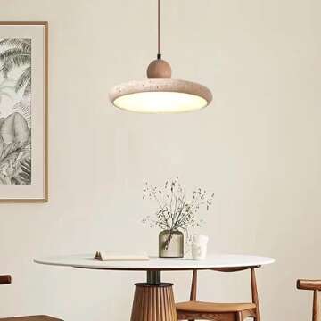 LINGCMP Creative Modern Dome Yellow Travertine Pendant Light Nordic Natural Stone Hanging Lamp Kitchen Island Over Sink Single Marble Modern Vintage Small Chandelier for Bedside Bedroom Living Room