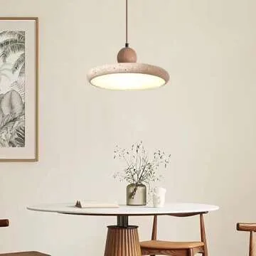 LINGCMP Creative Modern Dome Yellow Travertine Pendant Light Nordic Natural Stone Hanging Lamp Kitchen Island Over Sink Single Marble Modern Vintage Small Chandelier for Bedside Bedroom Living Room