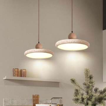 LINGCMP Creative Modern Dome Yellow Travertine Pendant Light Nordic Natural Stone Hanging Lamp Kitchen Island Over Sink Single Marble Modern Vintage Small Chandelier for Bedside Bedroom Living Room