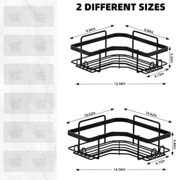 FLATTERMONN 2 Pack Corner Shower Caddy,Strong Adhesive Shower Organizer Shelf with 8 Hooks.Waterproo...