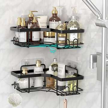 FLATTERMONN Strong Adhesive Corner Shower Caddy - No Drilling