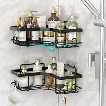 FLATTERMONN Strong Adhesive Corner Shower Caddy - No Drilling