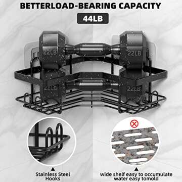 FLATTERMONN Strong Adhesive Corner Shower Caddy - No Drilling