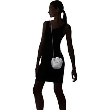 Jessica McClintock womens Jessica Mcclintock Womens Gwen Ball Mesh Ring Wristlet Pouch Clutch, Silver, One Size