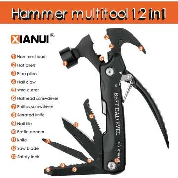 Best Dad Ever 12 in 1 Multitool Hammer Gift