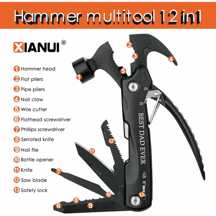 Best Dad Ever 12 in 1 Multitool Hammer Gift
