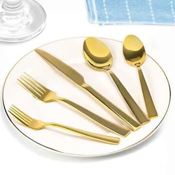 Briout Gold Silverware Set 40 Piece For Elegant Dining