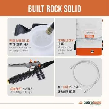 PetraTools 3 Gallon Backpack Sprayer - HD3000 Battery Powered Sprayer - Heavy Duty Electric Sprayers in Lawn and Garden, Yard Sprayer, Rechargeable Battery Sprayer, Power Sprayer for Weed Killer