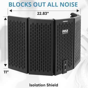 PyleUsa Microphone Isolation Shield, 5 Panel Acoustic Vocal Sound Dampening Noise Absorb Record Stud...