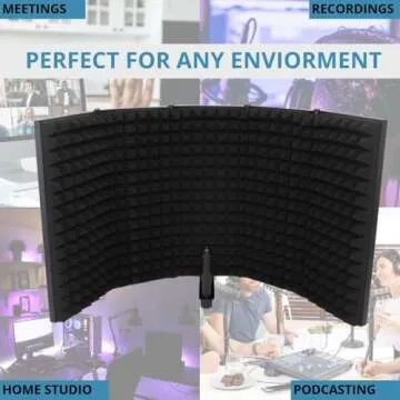 PyleUsa Microphone Isolation Shield, 5 Panel Acoustic Vocal Sound Dampening Noise Absorb Record Studio,1.6" Foam,Adjust Mic Depth,Removable Shock Mount, ⅝" Threaded,Podcast,Sing and Broadcast-1 set